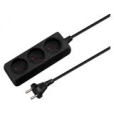 Удлинитель 1,5м (3 роз., 2,2кВт, б/з, ПВС 2х0,75) черный Юпитер Китай JP8101-30
