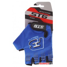 Перчатки STG Х61886-ХЛ летние с защ. прокладкой на липучке материал-кожа+лайкра р-р XL синие Китай