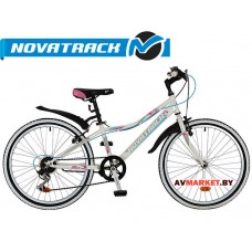 Велосипед NOVATRACK 24 ALICE сталь рама 10 белый 6-скор TY21/RS35/SG-6Si V-brake# 117107 24SH6 Росси