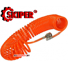 Шланг полиуретановый спиральный 10м ф6/8мм с быстросъемн. соед Skiper ШП-610