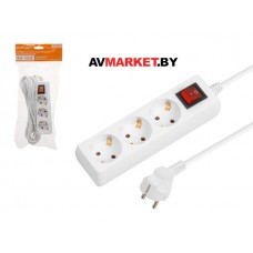 Удлинитель 5м (3 роз., 2,2кВт, с/з, выкл, ПВС 3х0,75) Юпитер Китай JP8104-22