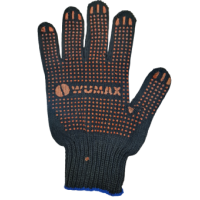 Перчатки трикотажные вязаные специальные WUMAX х/б ПВХ 5 нитей 7,5 класс 215 текс черные 2899400136