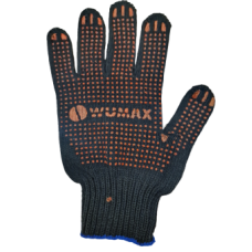 Перчатки трикотажные вязаные специальные WUMAX х/б ПВХ 5 нитей 7,5 класс 215 текс черные 2899400136