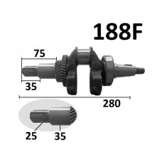 Коленвал 188F 190F 192F 13-16л.с. шлиц 25мм crankshaft-86 Китай K70 SL-188F-SH25-D7