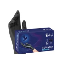 Перчатки нитриловые черные р-р М уп. 100 шт. LIBRY Малайзия KN003BL