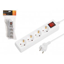 Удлинитель 5м (4 роз., 2,2кВт, с/з, выкл, ПВС 3х0,75) Юпитер Китай JP8104-24