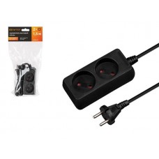 Удлинитель 1.5м (2 роз., 2,2кВт, б/з, ПВС 2х0,75) черный Юпитер JP8101-28 Китай