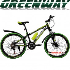 Велосипед GREENWAY 4919M 24" горный для взрослых Китай черно-зеленый