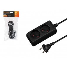 Удлинитель 3м (2 роз., 2,2кВт, б/з, ПВС 2х0,75) черный Юпитер Китай JP8101-29