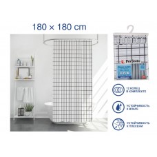 Шторка для ванной (12 колец в комплекте) 180x180см Harmony клетка PERFECTO LINEA Китай 36-118203