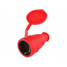 Розетка 1-ая переносная с/з 16А 250В брызг защ каучук красная Юпитер Беларусь JP7601-06