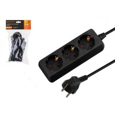 Удлинитель 3м (3 роз., 2,2кВт, с/з, ПВС 3х0,75) черный Юпитер JP8102-29 Китай