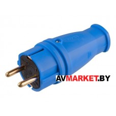 Вилка с/з 16А 250В каучук синяя Юпитер Беларусь JP7602-03