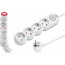 Удлинитель 3м (4 роз., 3,5кВт, с/з, выкл, ПВС 3х1,5) LEIDEN ELECTRIC Китай 805036