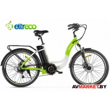 Велогибрид Eltreco White 26" 250W бело-зеленый Китай 2422