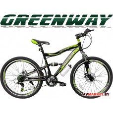 Велосипед GREENWAY 26S020, 26 " черно-салатовый горный для взрослых Китай 